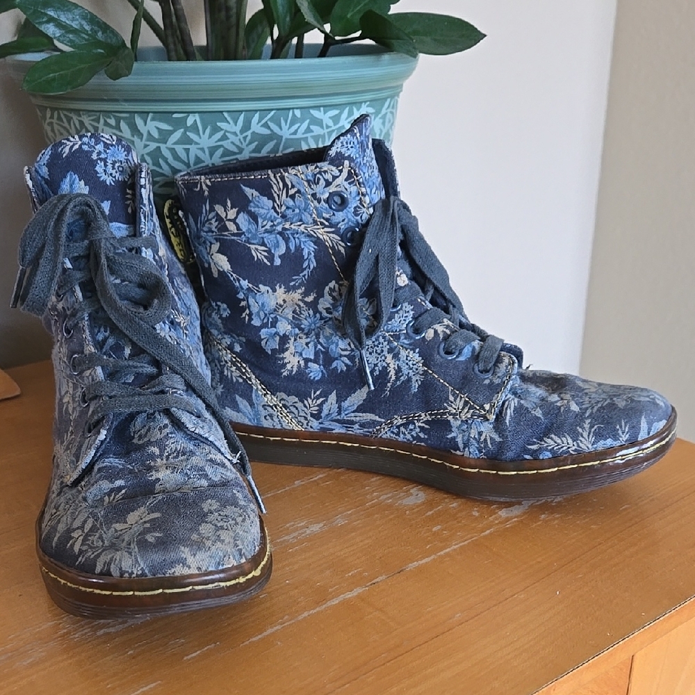 Dr. Martens Blue Floral Women's Boots